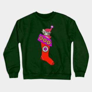 Christmas Cat in Stocking Crewneck Sweatshirt